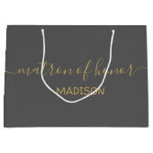 Eigen matron van naam Girly Gold Script Grey Groot Cadeauzakje (Voorkant)