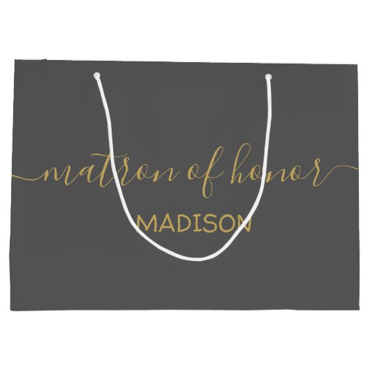 Eigen matron van naam Girly Gold Script Grey Groot Cadeauzakje (Achterkant)