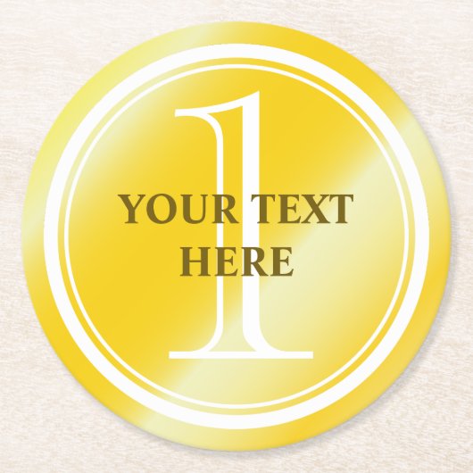 Eigen medaillegaals voor de eerste prijs ronde kartonnen onderzetter (Voorkant)