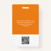 Eigen medewerker grote foto Qr Bar Code Logo Naam Badge (Achterkant)