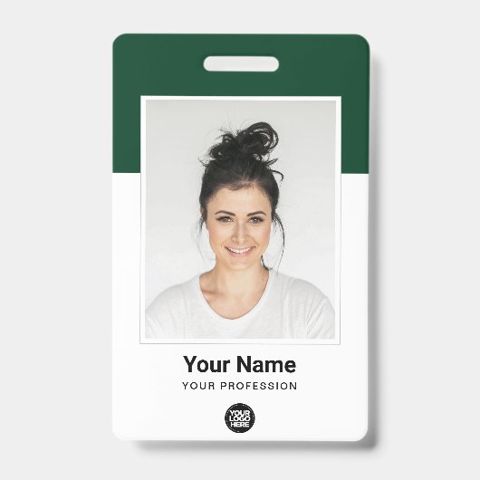 Eigen medewerker grote foto Qr Bar Code Logo Naam Badge (Voorzijde)