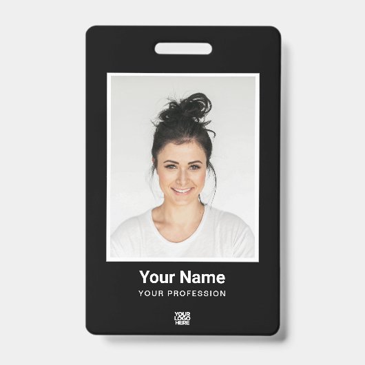 Eigen medewerker grote foto Qr Bar Code Logo Naam Badge (Voorzijde)