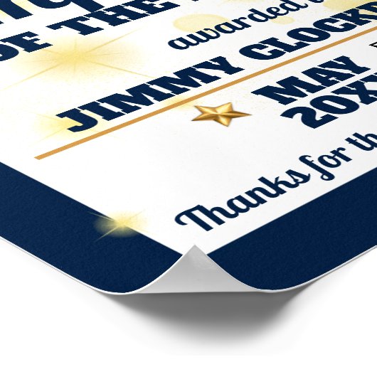 Eigen medewerker van gouden sterren in kleur van d poster (Hoek)