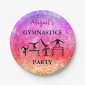 Eigen meisjes Gymnastiek Birthday Rainbow Sparkle Papieren Bordje (Voorkant)