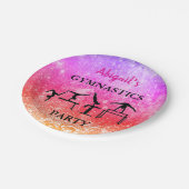 Eigen meisjes Gymnastiek Birthday Rainbow Sparkle Papieren Bordje (Gekanteld)