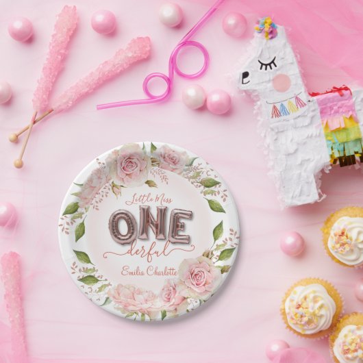 Eigen meisjesballonnen papieren bordje (Feest)