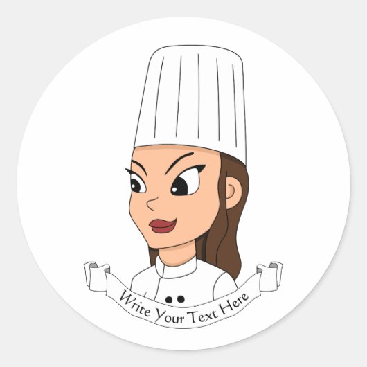 Eigen meisjeschef ronde sticker (Voorkant)