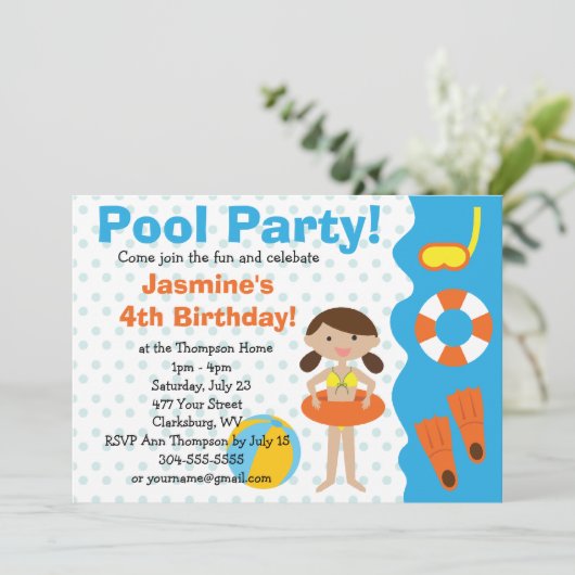 Eigen meisjesfeest kaart (Staand voorkant)