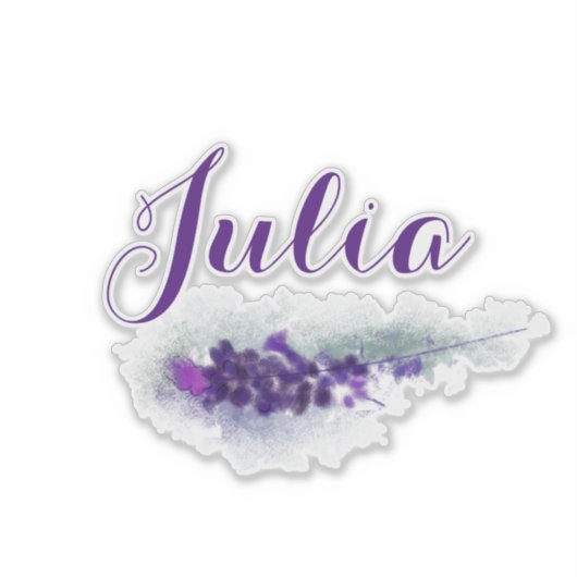 Eigen meisjesScript Naam Paarse Lavander Flowers Sticker (Voorkant)