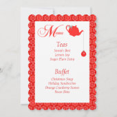 Eigen menu Rode kant kerstthee Kaart (Achterkant)