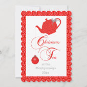 Eigen menu Rode kant kerstthee Kaart (Voorkant)