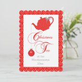 Eigen menu Rode kant kerstthee Kaart (Staand voorkant)