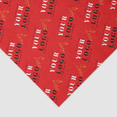 Eigen, met rode kerst Holly betegte logo Tissuepapier (Detail)