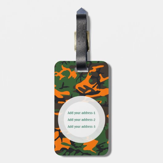 Eigen militaire camouflage voor KLOR en monogram v Bagagelabel (Achterkant verticaal)