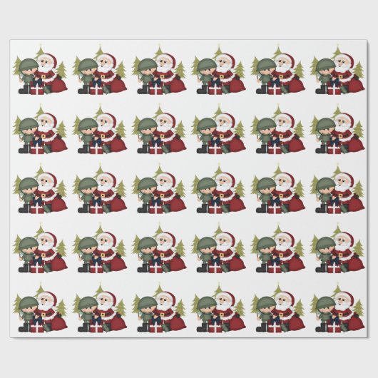 Eigen militaire soldaat en kerstmis cadeaupapier (Vlak)