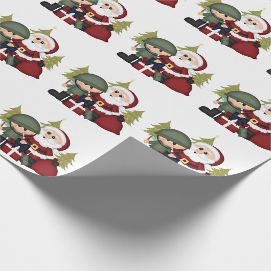 Eigen militaire soldaat en kerstmis cadeaupapier (Hoek)