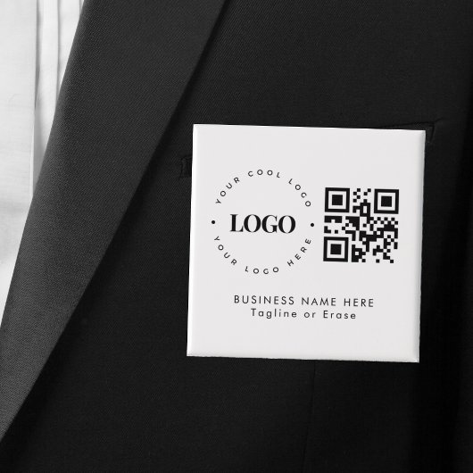Eigen minimaliserende QR-code voor bedrijven met L Vierkante Button 5,1 Cm