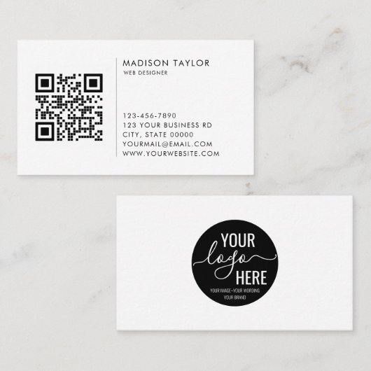 Eigen minimaliserende QR-code voor bedrijven met L Visitekaartje (Voorkant / Achterkant)