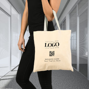Eigen minimalistisch Logo Qr-codenummer voor bedri Tote Bag