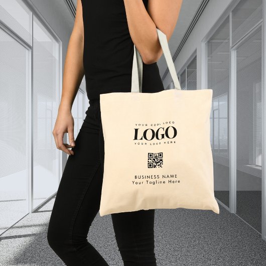 Eigen minimalistisch Logo Qr-codenummer voor bedri Tote Bag