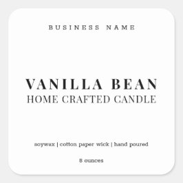 Eigen minimalistische homemade-kaarsenlabel vierkante sticker