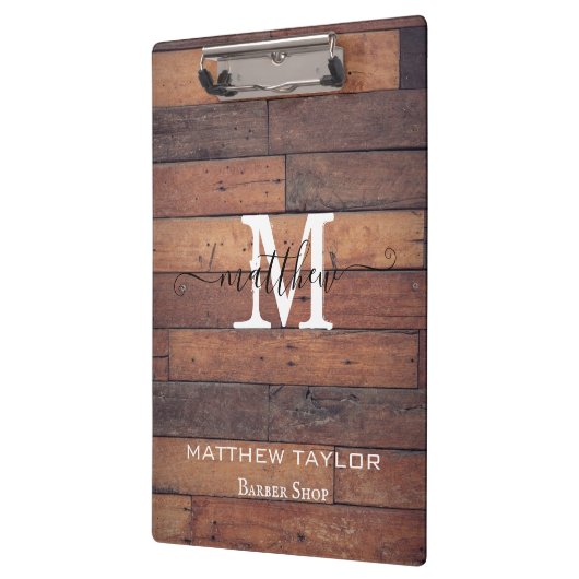 Eigen modelabonnement Rustige houtpatroonmonogram Klembord (Links)