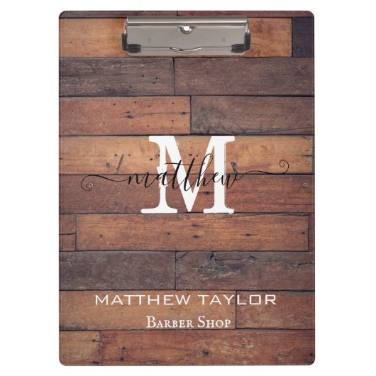 Eigen modelabonnement Rustige houtpatroonmonogram Klembord (Voorkant)