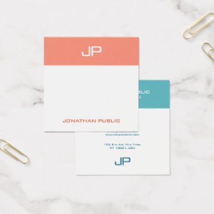 Eigen moderne monogram Sjabloon Trend Colors Vierkante Visitekaartjes