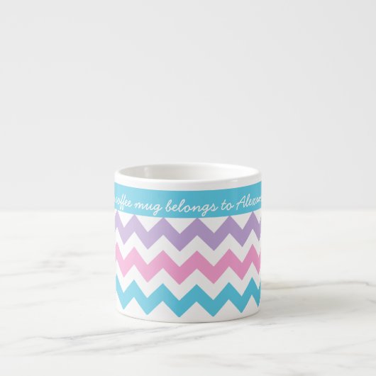 Eigen Mok Espresso, Turquoise, Roze, Chevrons (Voorkant)
