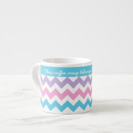 Eigen Mok Espresso, Turquoise, Roze, Chevrons