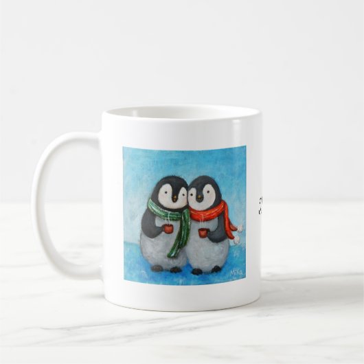Eigen Mok schattig Penguin Couple gepersonaliseerd (Links)