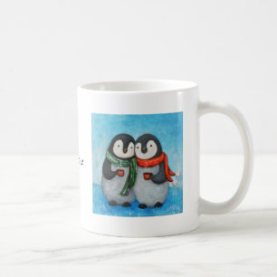 Eigen Mok schattig Penguin Couple gepersonaliseerd