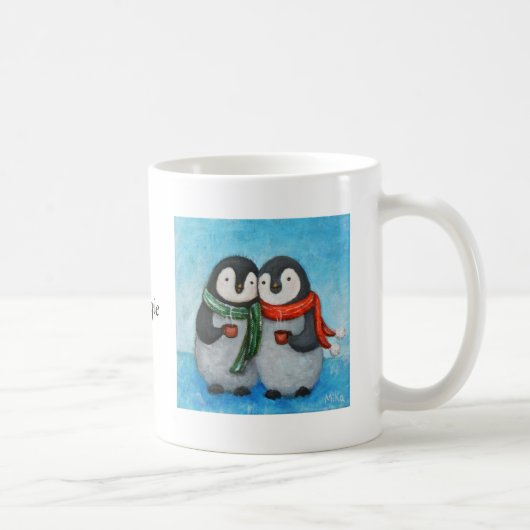 Eigen Mok schattig Penguin Couple gepersonaliseerd (Rechts)