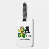 Eigen monogram A is bestemd voor Alligator grappig Bagagelabel (Achterkant verticaal)