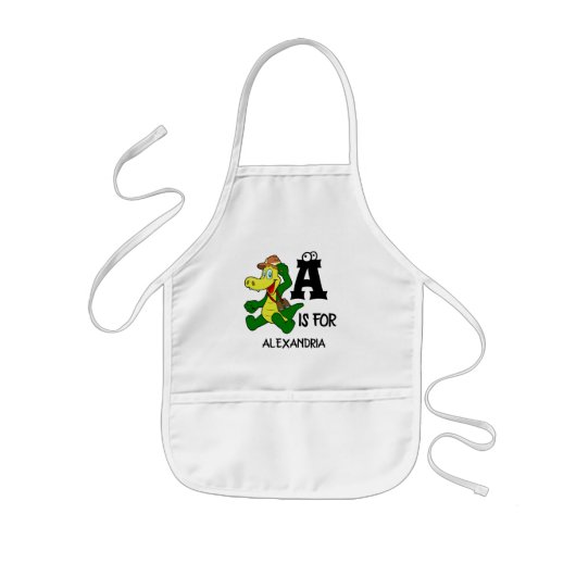 Eigen monogram A is bestemd voor Alligator grappig Kinder Schort (Voorkant)