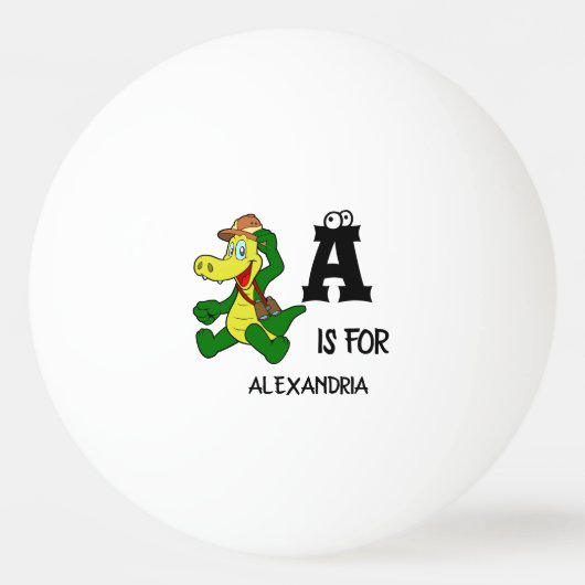 Eigen monogram A is bestemd voor Alligator grappig Pingpongbal (Voorkant)