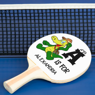 Eigen monogram A is bestemd voor Alligator grappig Tafeltennisbatje