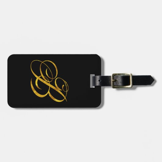 Eigen monogram B Faux Gold Foil Monogrammen Initia Bagagelabel (Voorkant horizontaal)