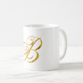 Eigen monogram B Faux Gold Foil Monogrammen Initia Koffiemok (Voorkant rechts)