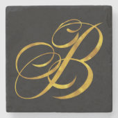 Eigen monogram B Faux Gold Foil Monogrammen Initia Stenen Onderzetter (Voorkant)