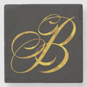 Eigen monogram B Faux Gold Foil Monogrammen Initia Stenen Onderzetter