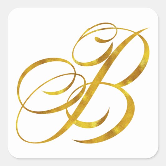 Eigen monogram B Faux Gold Foil Monogrammen Initia Vierkante Sticker (Voorkant)