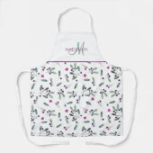 Eigen monogram, bessen en groen patroon schort (Voorkant)