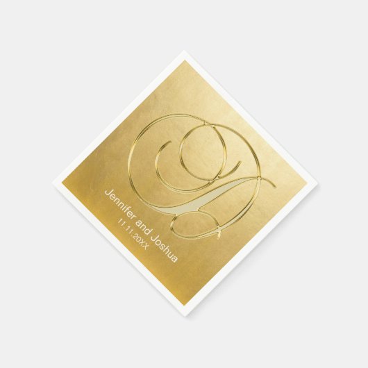 Eigen monogram D Gold Foil Wedding Napkins Servet (Hoek)