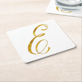 Eigen monogram E Faux Gold Foil Monogrammen Initia Kartonnen Onderzetters (Schuin)