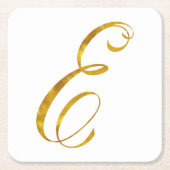 Eigen monogram E Faux Gold Foil Monogrammen Initia Kartonnen Onderzetters (Voorkant)