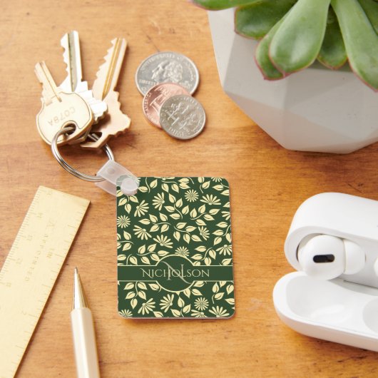 Eigen monogram en naam deegblad sleutelhanger (Bureau)