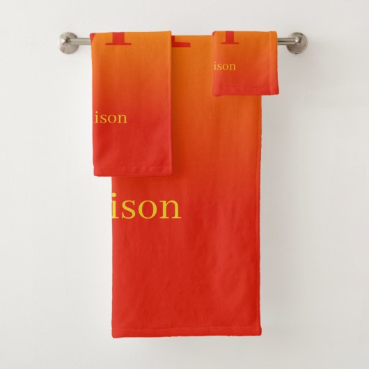 Eigen monogram en naam Geel tot Rode Gradiënt Bad Handdoek (Insitu)