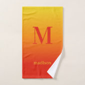 Eigen monogram en naam Geel tot Rode Gradiënt Bad Handdoek (Handdoek)