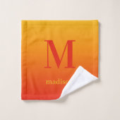 Eigen monogram en naam Geel tot Rode Gradiënt Bad Handdoek (Wasdoekje)